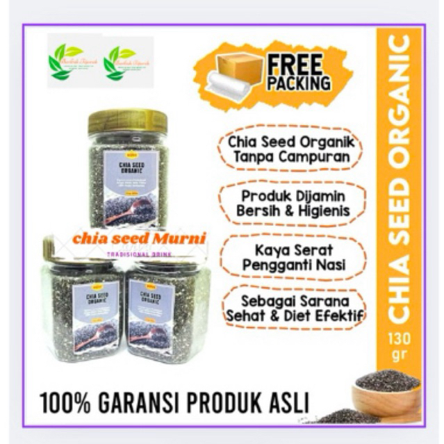 

Chia Seed Toples 130gr Organik Ceaseed Suplemen Kesehatan Diet Detox Antioksidan Alami