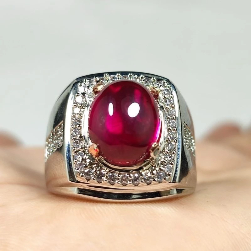 BAYAR DITEMPAT CINCIN PRIA ELEGAN MERAH SIAM RING PERAK BANGKOK 926 SIAP PAKAI