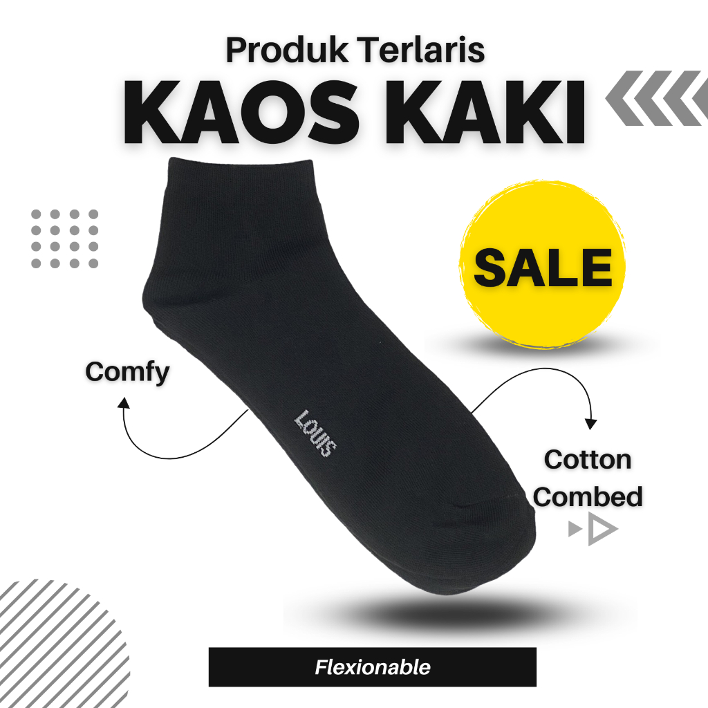 Kaos Kaki Pendek Polos Jumbo Big Size 46-48 Mata Kaki Pria Wanita, Kaus Kaki Ukuran Besar Katun Teba