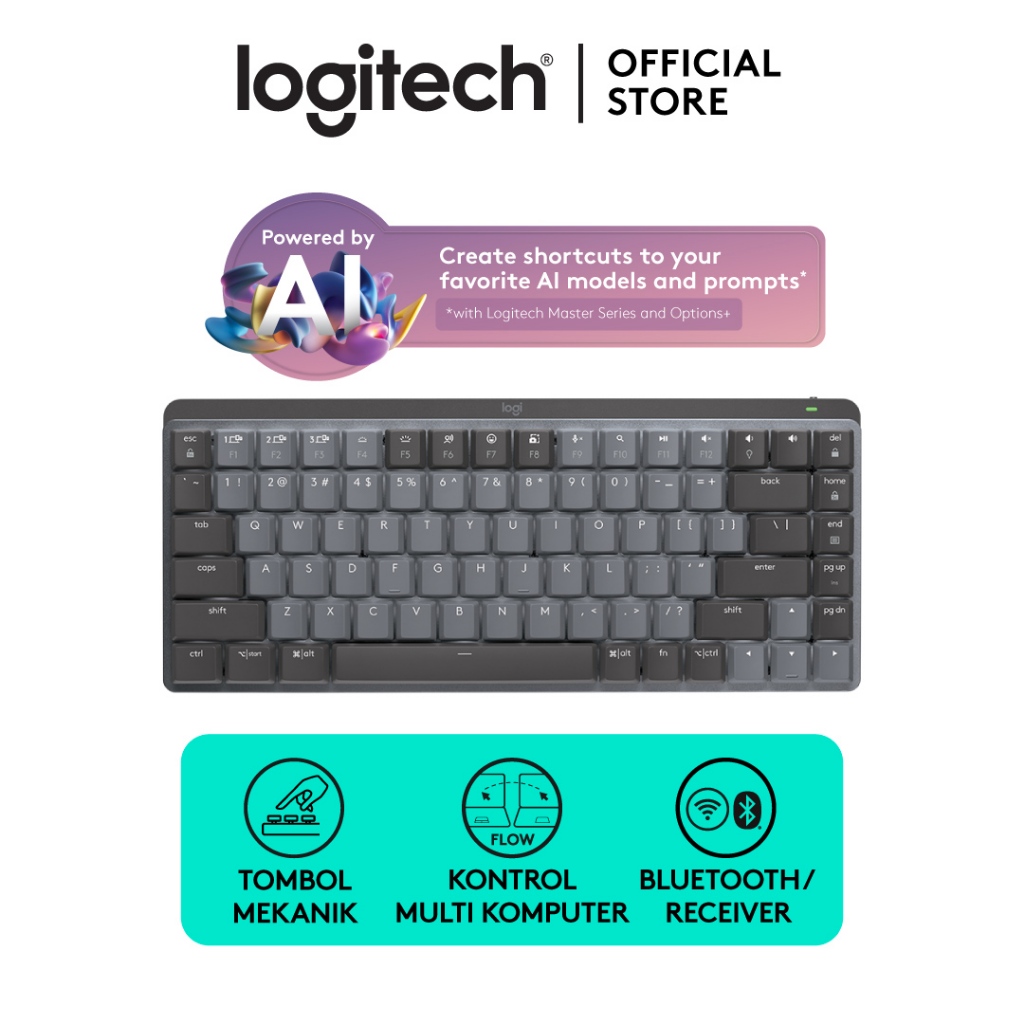 Logitech MX Mechanical Mini Tactile Keyboard Wireless Bluetooth Backlit