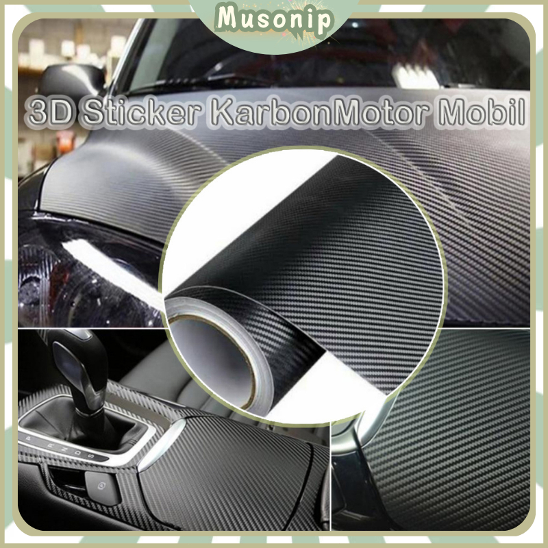 125*50cm Stiker Carbon Skotlet Karbon /Stiker Skotlet Motor Mobil Karbon Hitam Doff 3D BLACK/Stiker 