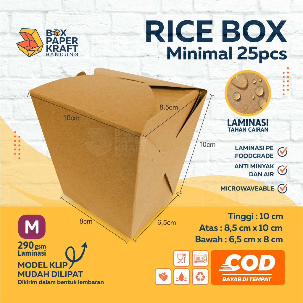 Rice Box Paper Kraft  Dus Rice Bowl makanan Take away Food grade