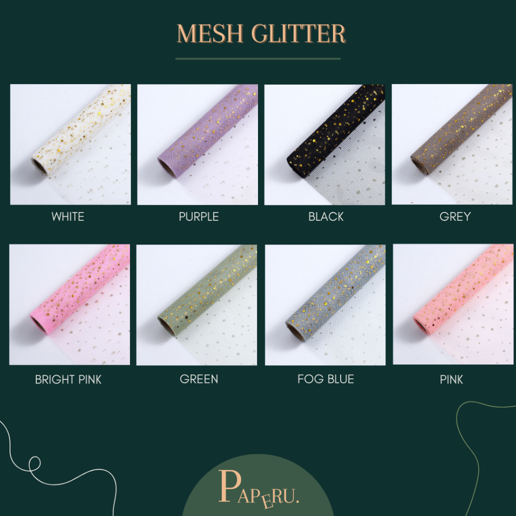 

[PAPERU] 4.5m Kertas Bunga Jaring Bintang Mesh Glitter Wrapping Paper Bunga Buket