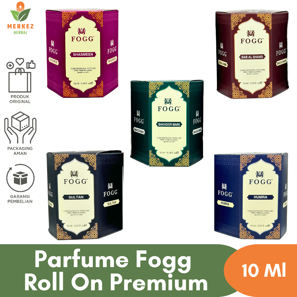 Parfum Minyak Wangi Fogg 1 Box Non Alcohol Tahan Lama Oles Tanpa Alkohol Pria & Wanita Untuk Sholat