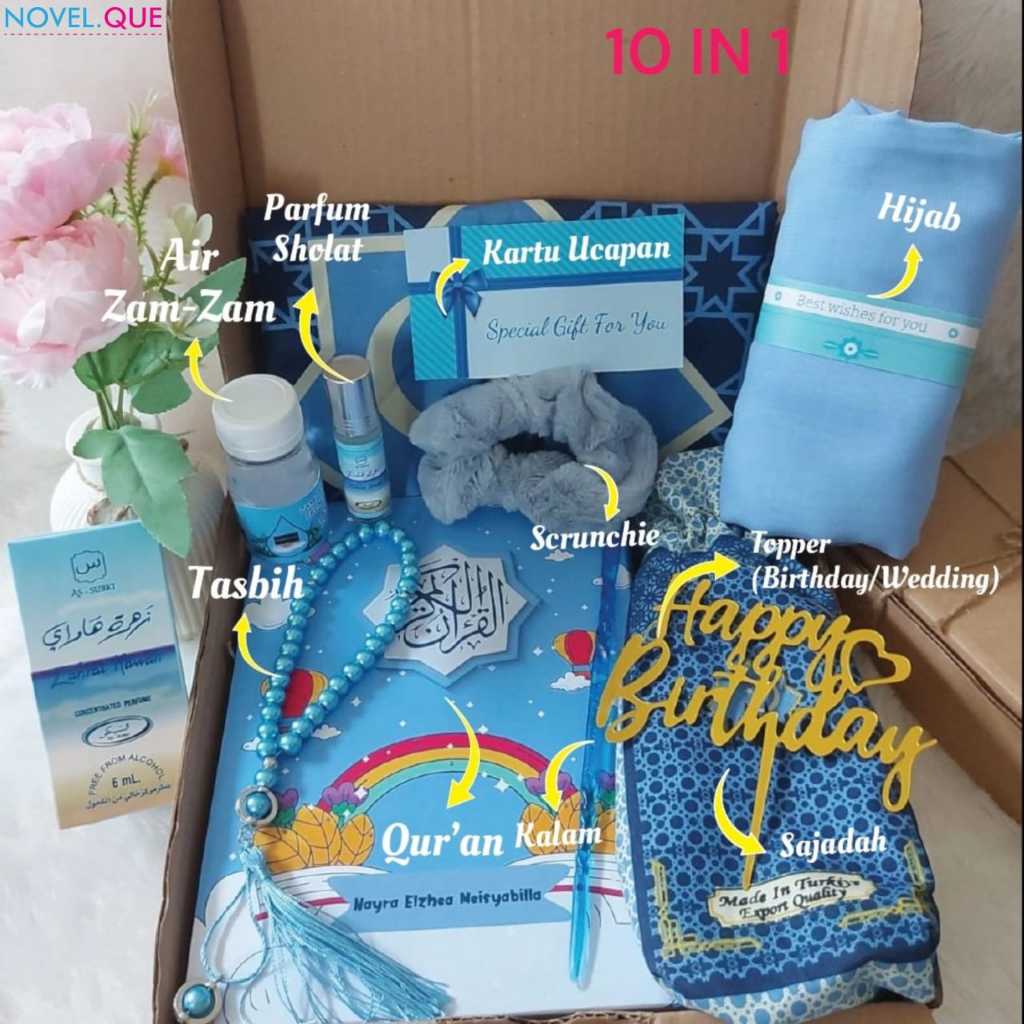 Variasi- Hampers Gift Box Series Biru Hadiah Wanita Muslimah Souvenir Kado Ulang Tahun Wedding Anniv