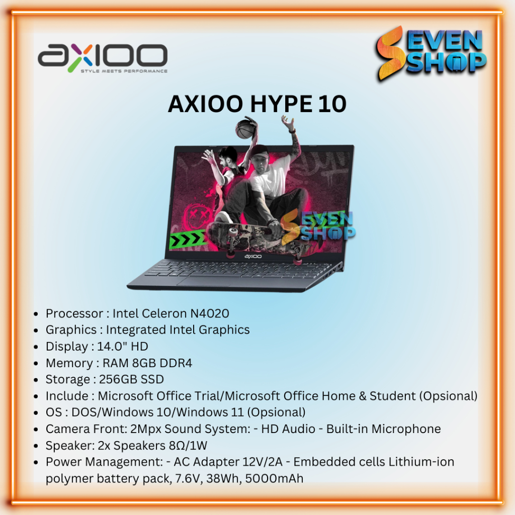 LAPTOP AXIOO HYPE 10 N4020 8GB 512GB SSD Garansi Resmi
