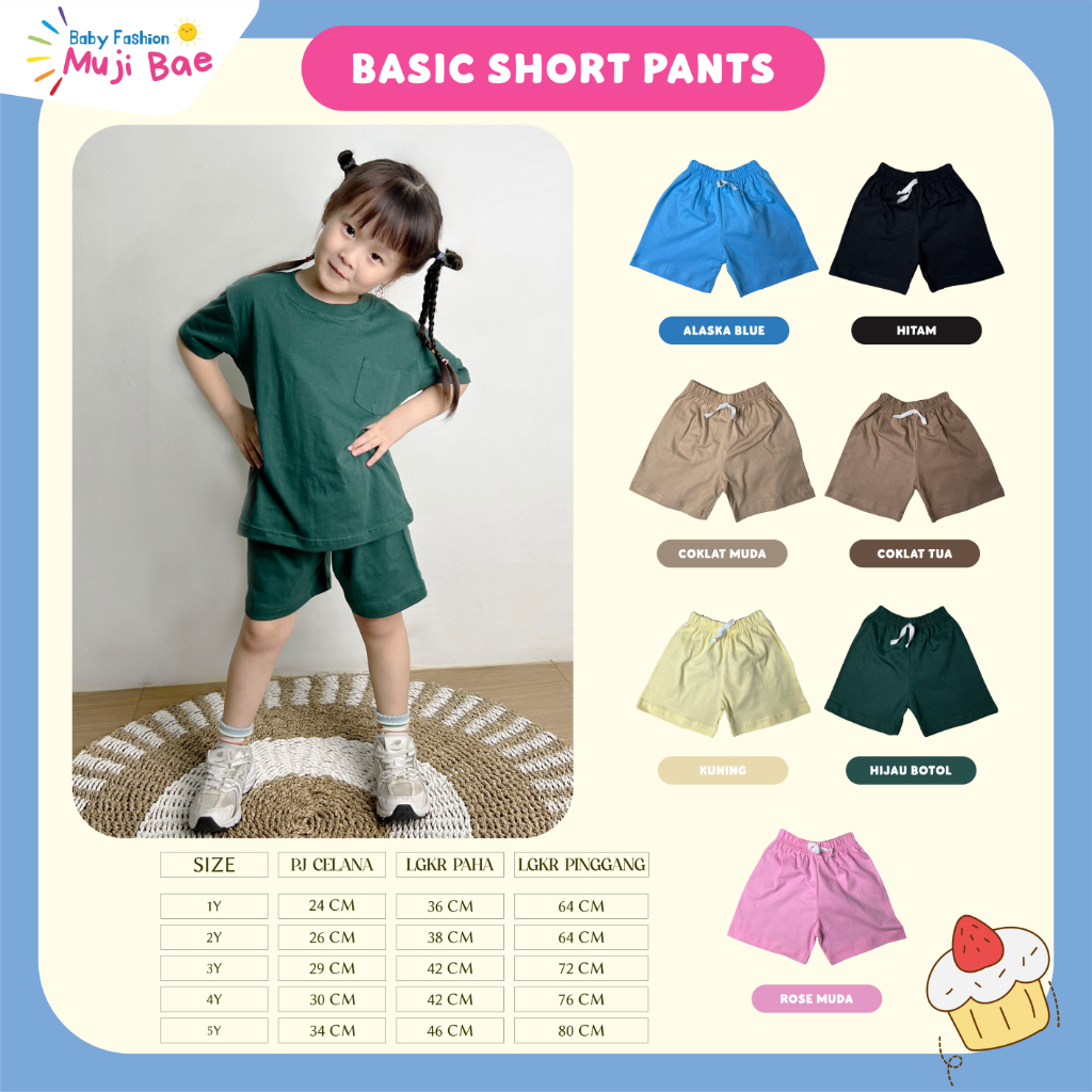 MUJIBAE BASIC SHORT PANTS | MUJI BAE SETELAN | ONE SET ANAK MURAH | CELANA PENDEK ANAK | CELANA HARI