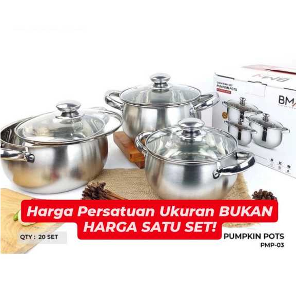 Panci Soup Labu BMW satuan dan set Tutup Kaca Pumpkin Satuan High Quality