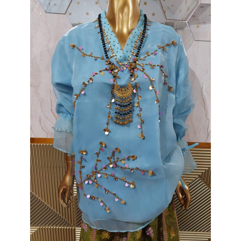 BAJU BODO ATASAN ORGANZA MOTIF PAYET DUA LAYER