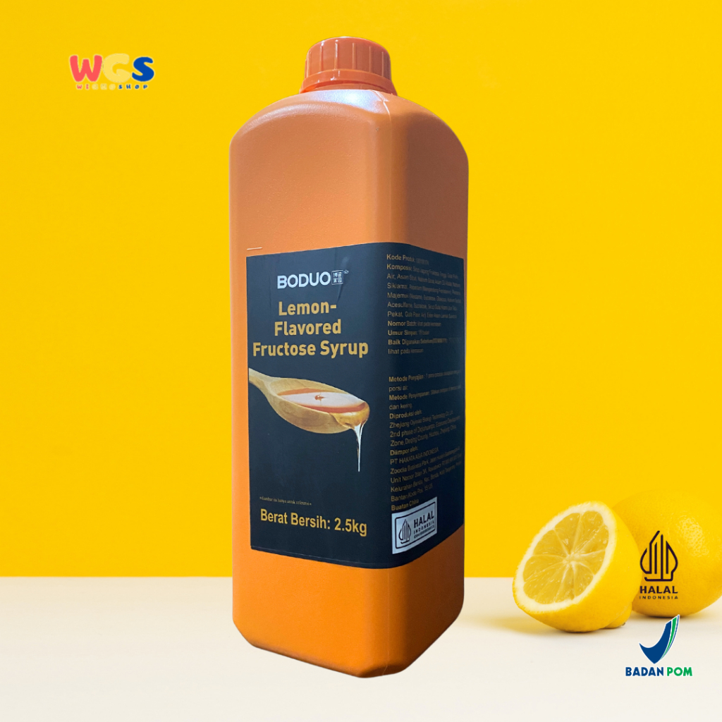 

BODUO Syrup Lemon-Flavored Fructose 2.5kg - Halal & BPOM untuk Minuman dan Dessert Kekinian