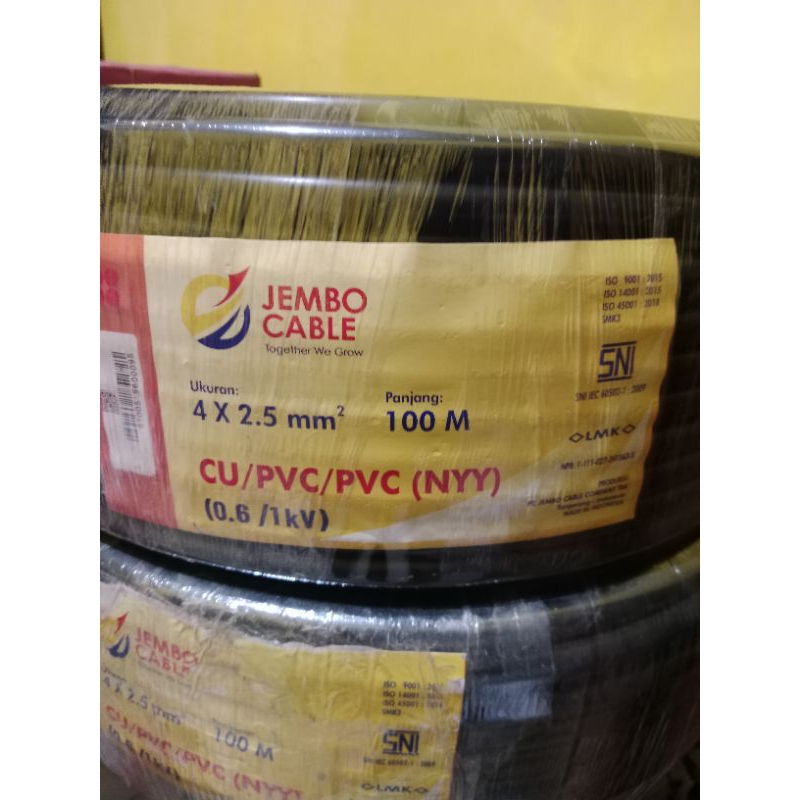 KABEL NYY 4x2,5mm MERK JEMBO TEMBAGA ASLI 1ROLL 100M