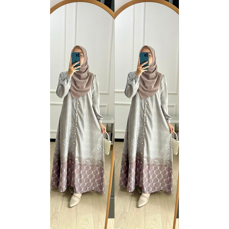 Adiba - Oneset Piyama / Dress Gamis Jumbo Ld 120Cm Xxl / Busui Friendly Motif Kekinian Pasti Promo