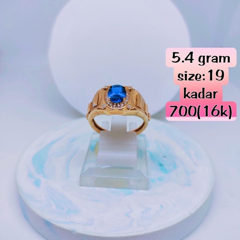 cincin emas cowok model ukir rolex permata+ 1biru.mas kadar 700(16k)