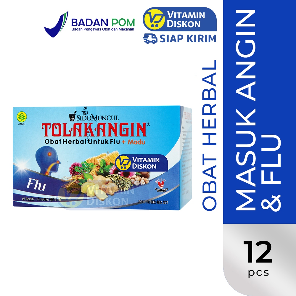 Sidomuncul Tolak Angin Cair Flu 1 Box (12 Pc) | Obat Herbal Masuk Angin, Gejala Flu, Pilek Dan Batuk