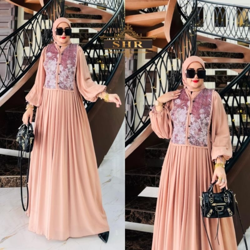 New maxi dress SHR gamis set rompi premium