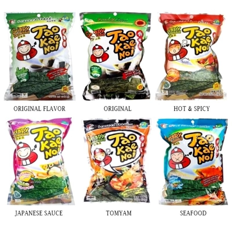 

Tao Kae Noi Crispy Seaweed Snack Tomyum/Tomato/Hot Spicy/Nori Rumput Laut 32gr