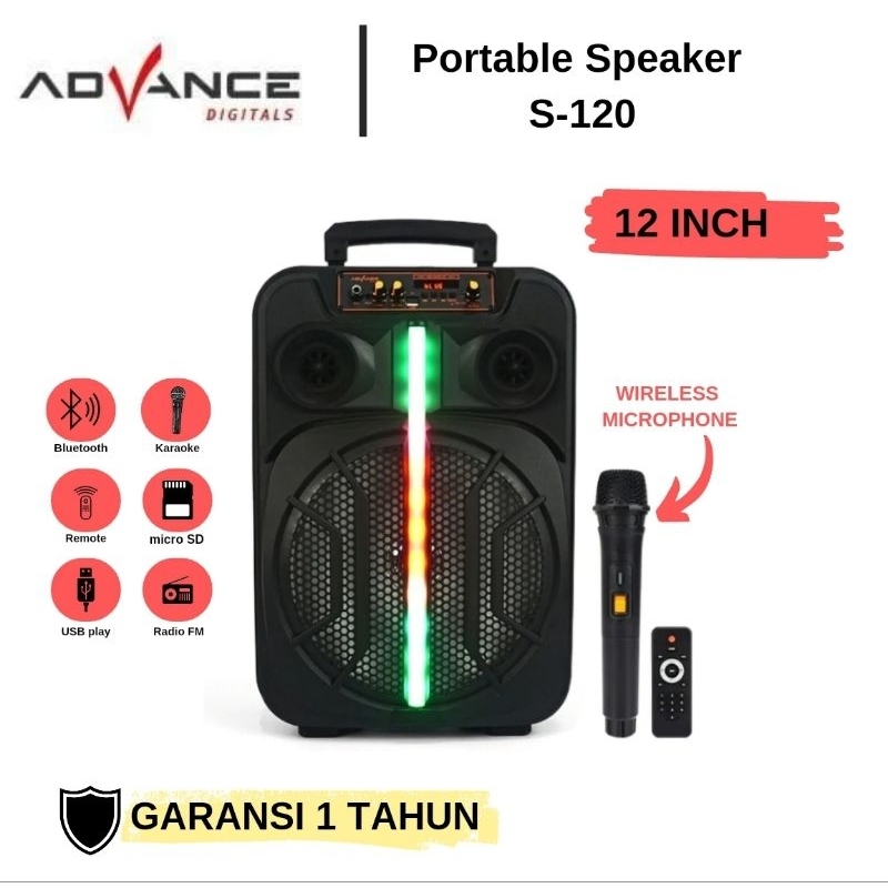 ADVANCE SPEAKER PORTABLE  BLUETOOTH12 INCH / SPEAKER ADVANCE PORTABLE S-120/ Advance Speaker S-120 B