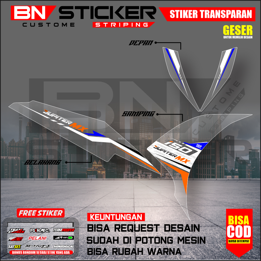 striping mx new 135 transparan new jupiter mx njmx racing minimalis merah hijau biru hitam njmx-8