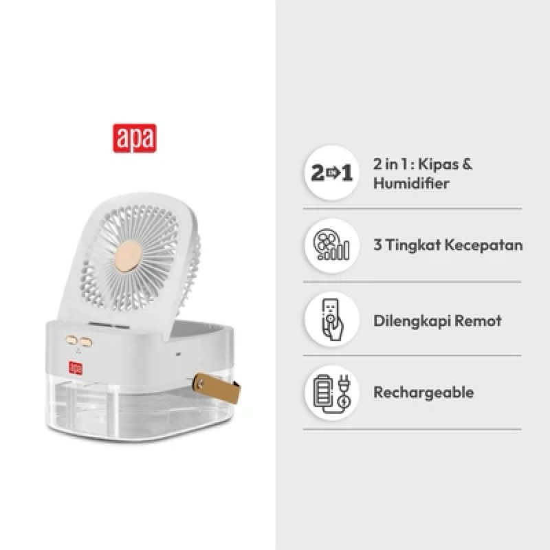 ACE Apa Kipas Angin Meja Dengan Humidifier 6 Watt - Putih/ACE APA EMERGENCY TABLE FAN WITH HUMIDIFIE