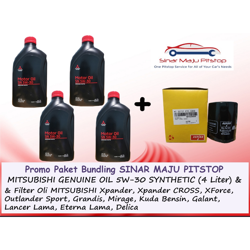 Paket Oli MITSUBISHI GENUINE OIL 5W-30 & Filter Oli MITSUBISHI XPANDER & XPANDER CROSS & OUTLANDER