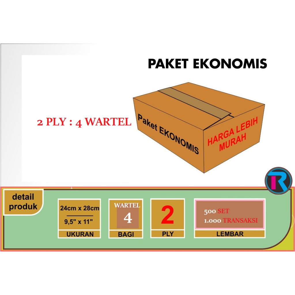 

2 Ply : 4 Wartel Kertas Continuous Form 9 1/2 x 11" WARTEL - 2 Ply, Panjang 14cm lebar 12cm (Putih + Pink)