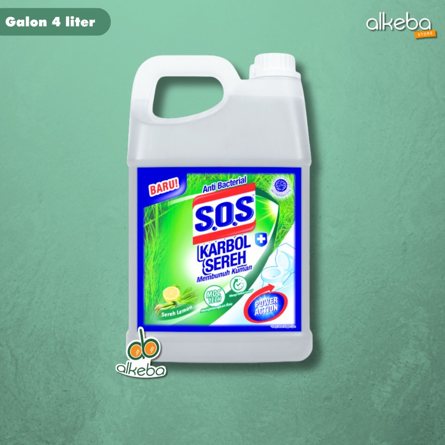 SOS karbol Sereh Lemon 4 liter pembersih lantai anti kecoa serangga karbol