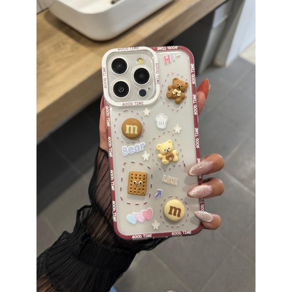 SS097 Cutie 3D Bear Brown Cookie Softcase Casing Hp Compatible For INFINIX SMART 4 5 6 NOTE 8 11 PRO