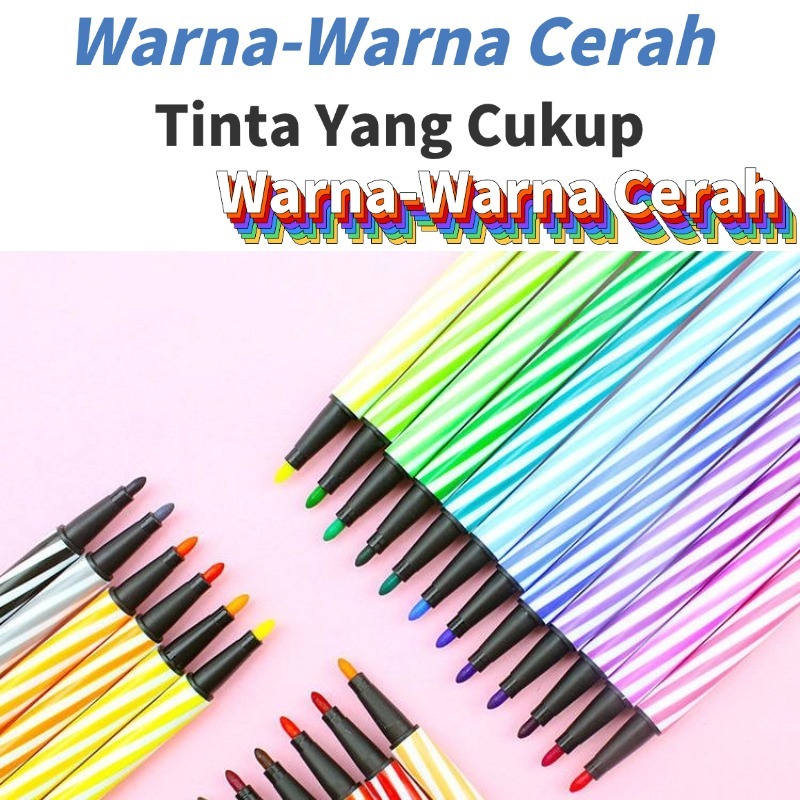 

Hexagonal Watercolor Marker Pen Spidol Warna 18 Warna