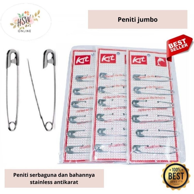 Peniti Besar Kecil Peniti Jilbab Cantel Serbaguna Kasur Jumbo Silver Tebal Kuat