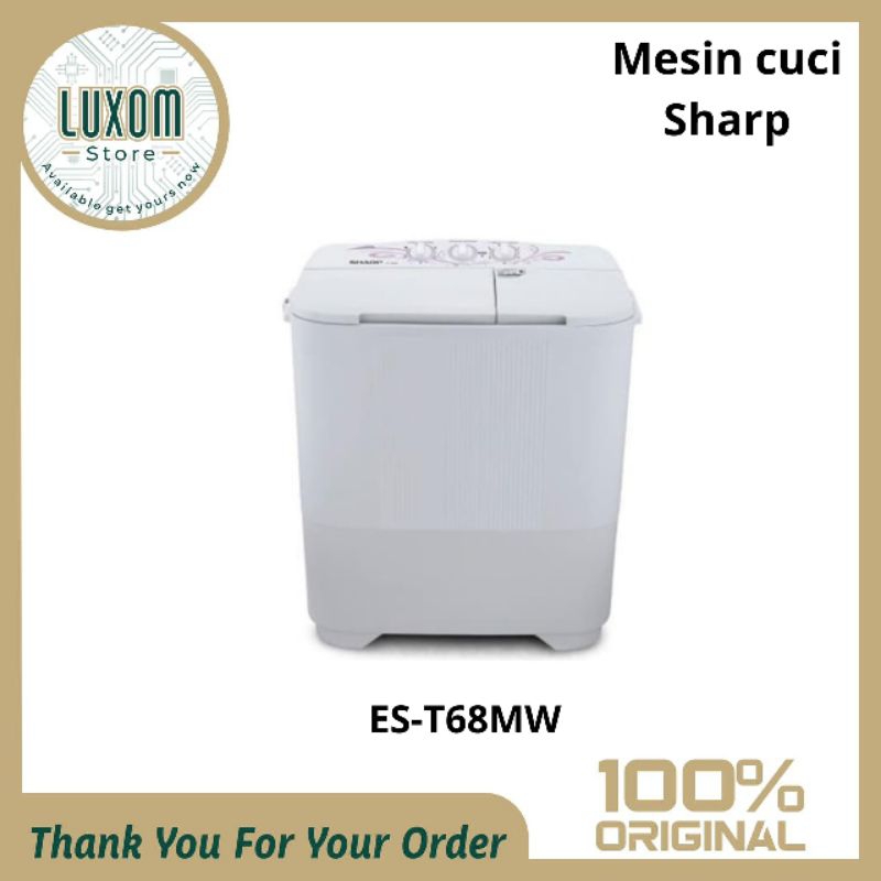 Mesin Cuci Sharp ES-T68MW/Mesin cuci/Mesin cuci 2 tabung/Sharp/6-7kg/Mesin cuci