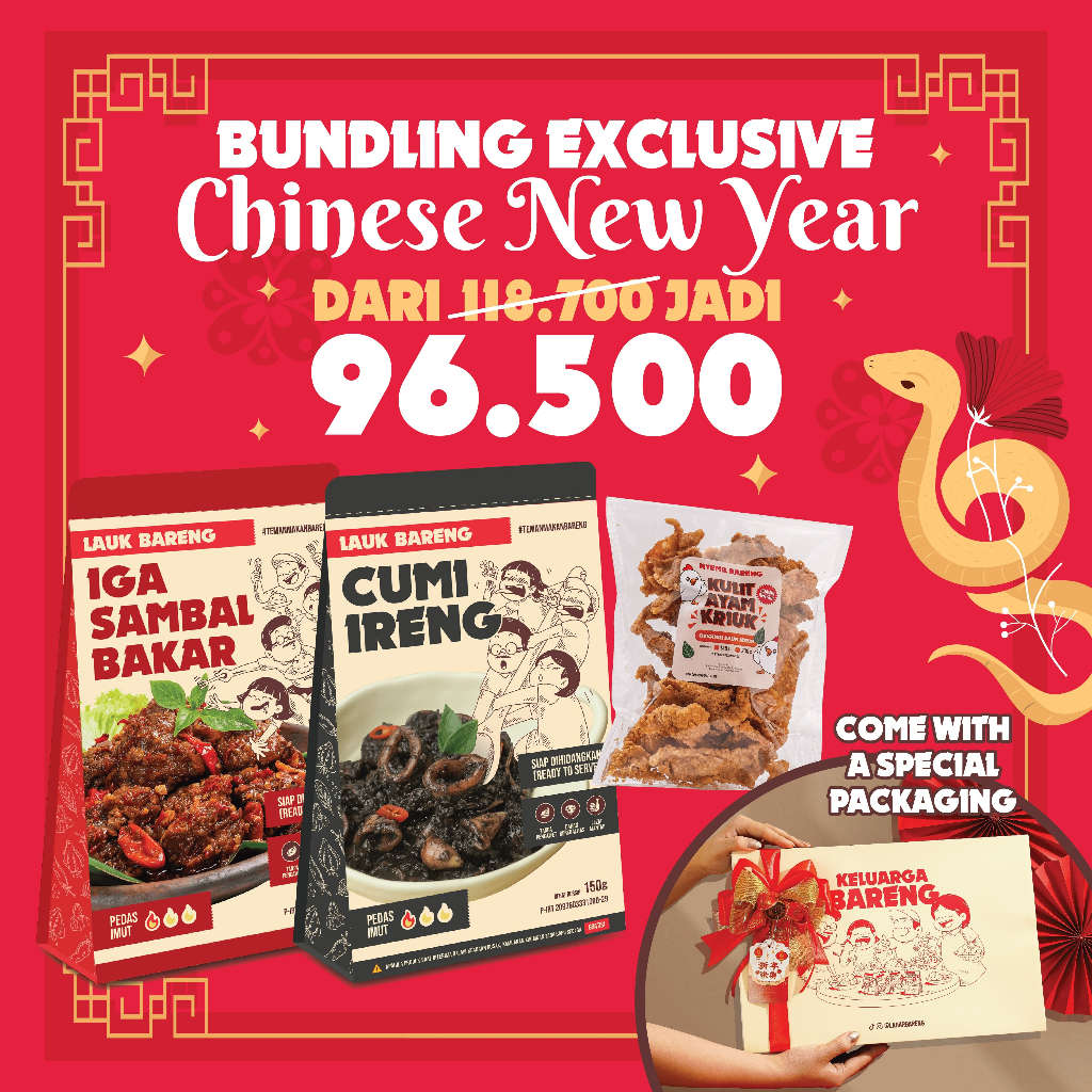 

[ BUNDLING CHINESE NEW YEAR ] Lahap Bareng | Cumi Ireng + Iga Sambak + Kulit | Makanan Instant Ready to Eat, Real Food dan Tanpa Pengawet
