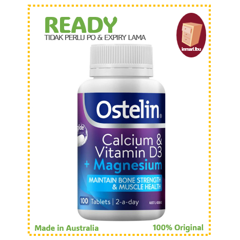 Ostelin Calcium & Vitamin D3 + Magnesium 100 Tablets/Vitamin D3 + Magnesium - 100% ORIGINAL Australi
