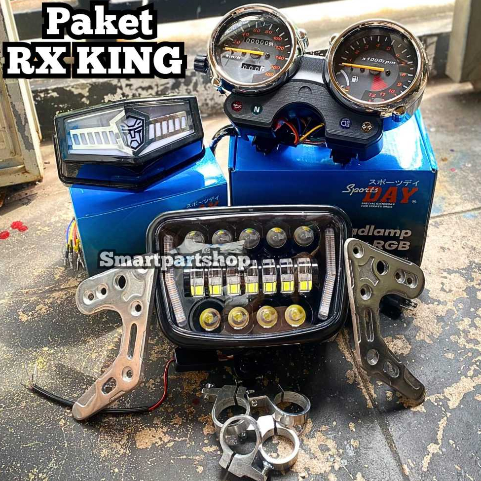 PAKET LAMPU HEADLAMP RX KING LAMPU DEPAN LED OVAL FUNGSI RITING LAMPU STOP STOPLAMP LED TRANSFORMER 