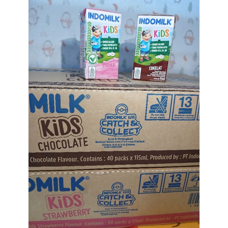 

BISA MIX RASA INDOMILK KID SUSU UHT CHOKOLAT&STRAWBERRY 1 DUS ISI 40PCS,1/2 DUS ISI 20PCS 115ML