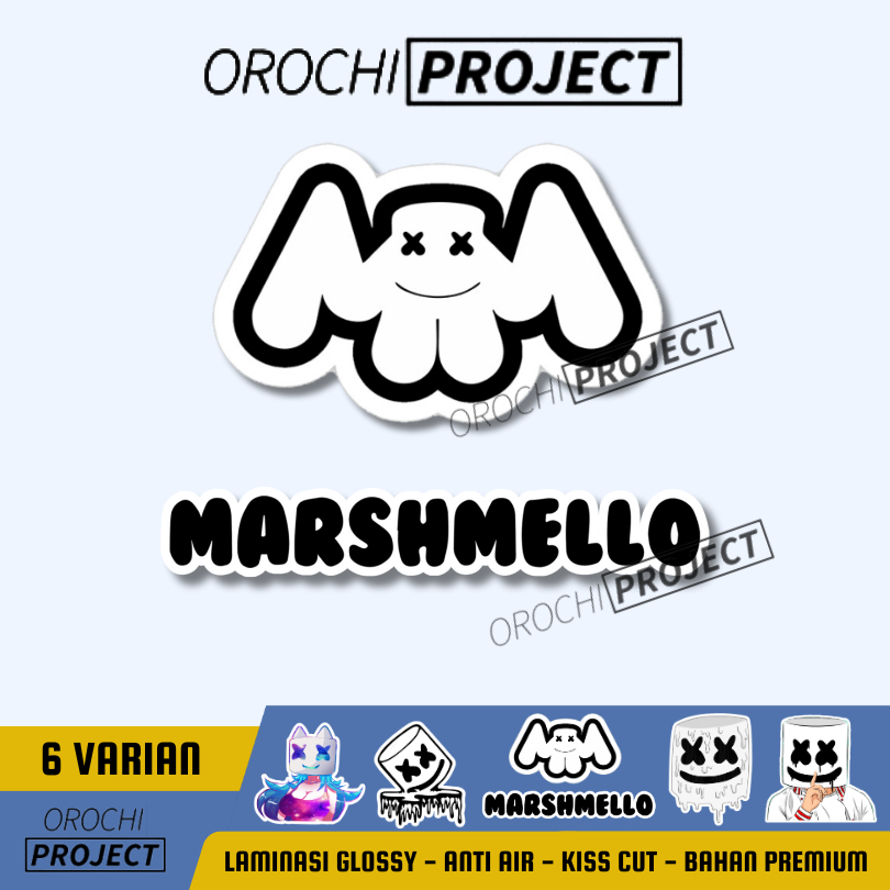 Sticker Stiker Brand Logo Band MARSHMELLO Vinyl Glossy Anti Air HP Laptop Tumbler Motor Helm