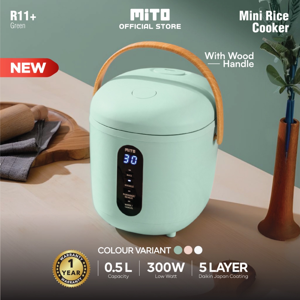 MITO Mini Rice Cooker R11 0,5L Handle Kayu - Green