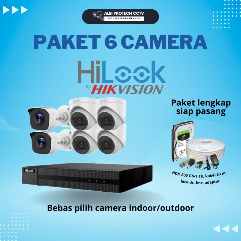 paket cctv hilook 2mp 6channel 6 camera