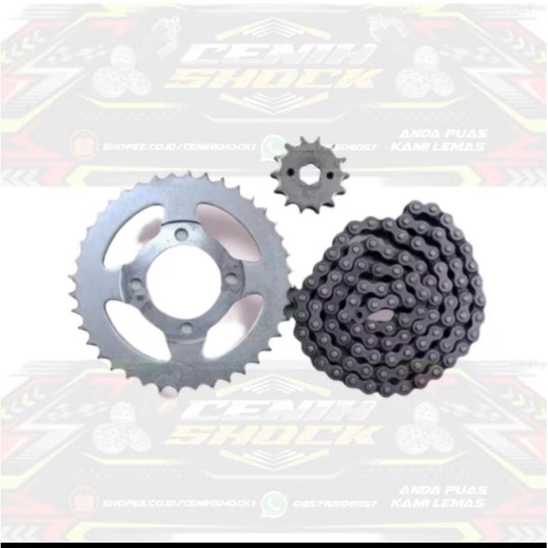 Gir set Gear depan belakang + rantai motor Honda Supra X lama Pnp Supra fit lama astrea grand astrea