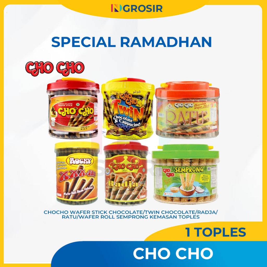 

Cho Cho Astor Wafer Stick/Radja/Ratu/Chocolate/Roll Semprong/Twin Kemasan Toples