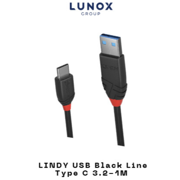 KABEL USB 3.2 Type A to Type C, LINDY  Black Line - 1M