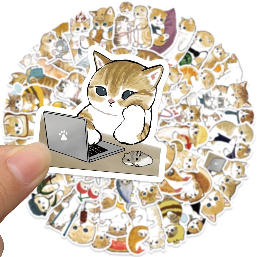 

Stiker Kartun Hewan Kucing Kawaii Paper Sticker WaterProof ISI 17 pcs