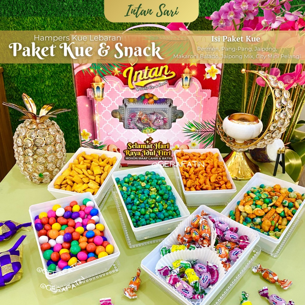 

PAKET KUE DAN SNACK INTAN SARI / BINGKISAN LEBARAN / CEMILAN KELUARGA