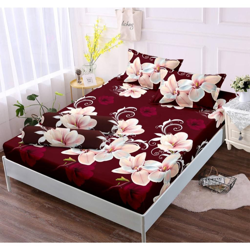 Piyugardening Sprei Bunga Tulip Hijau Motif Bunga Ukuran 180X200 Motif Bunga Terlaris