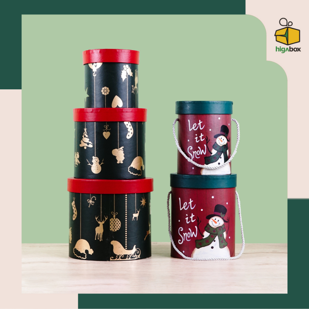 

Roundbox Souvenir kado Christmas / Packaging Kotak Hampers Christmas / Kotak Hampers Natal Christmas | BE25 - BE26