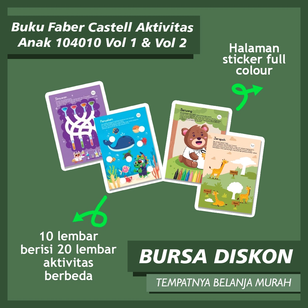 

Buku Faber Castell Aktivitas Anak 104010 Vol 1 & Vol 2 Faber-Castell Buku Sticker Hewan dan Profesi