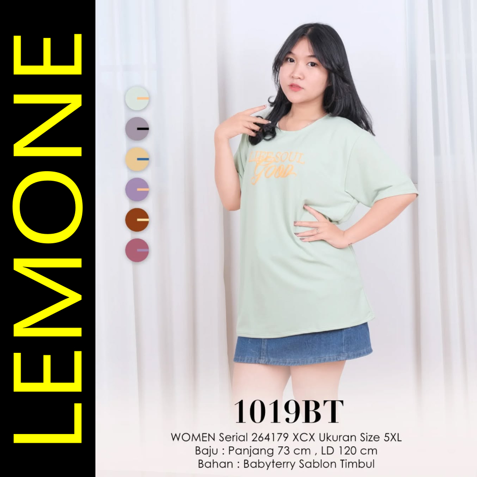 LEMONE Babyterry Spandek 1019BS Kaos Lengan Pendek size 5XL JUMBO OVERSIZE Katun polos sablon warna 