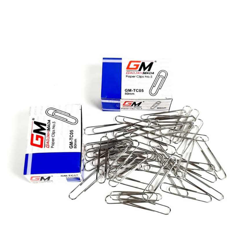 

Harga ( 1pack ) Paper Clip Jepitan Kertas Besar NO-5 GADJAH MADA GM-TC05