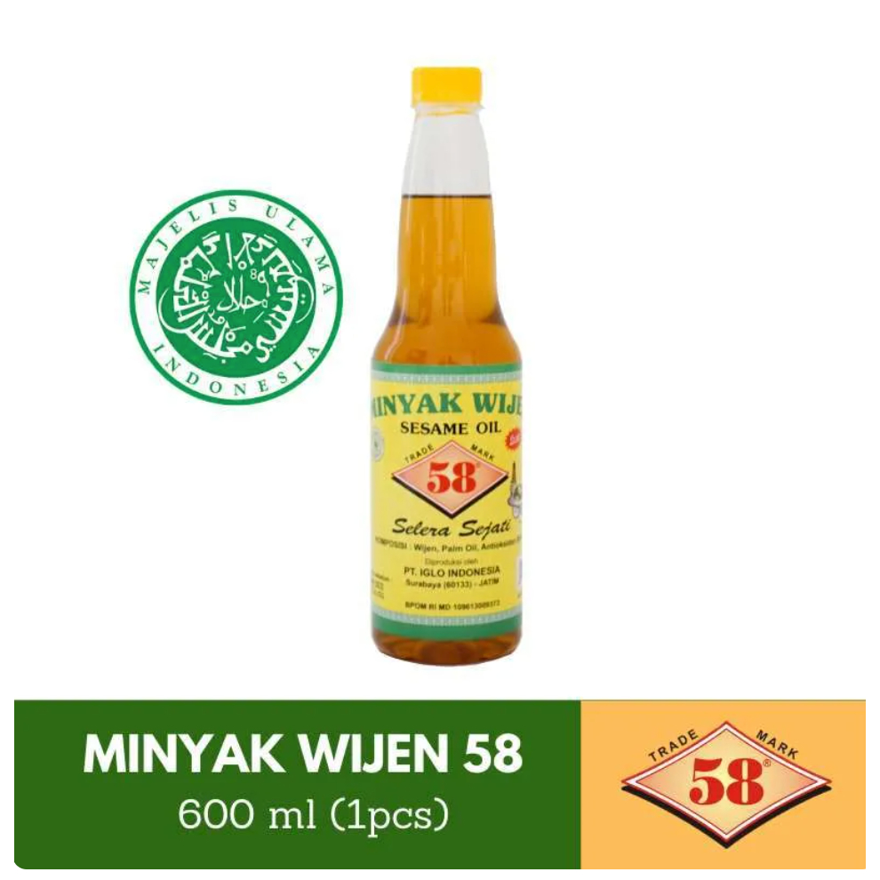 

Bumbu Masak Saos 58 Botol Kaca Minyak Wijen Halal - 600ml