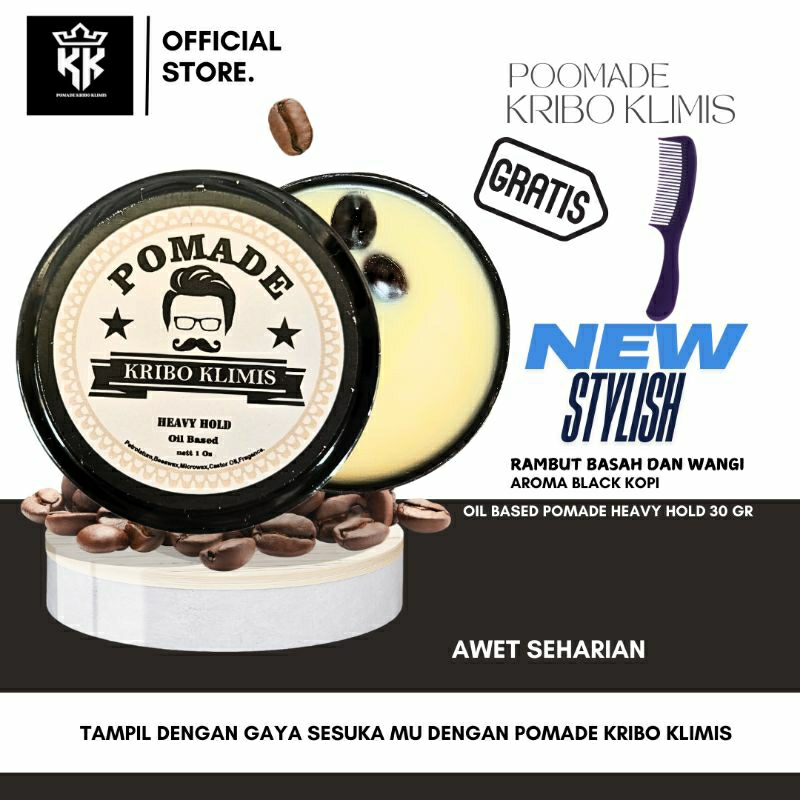Pomade oil based variant heavy hold 30 gr pomade kopi