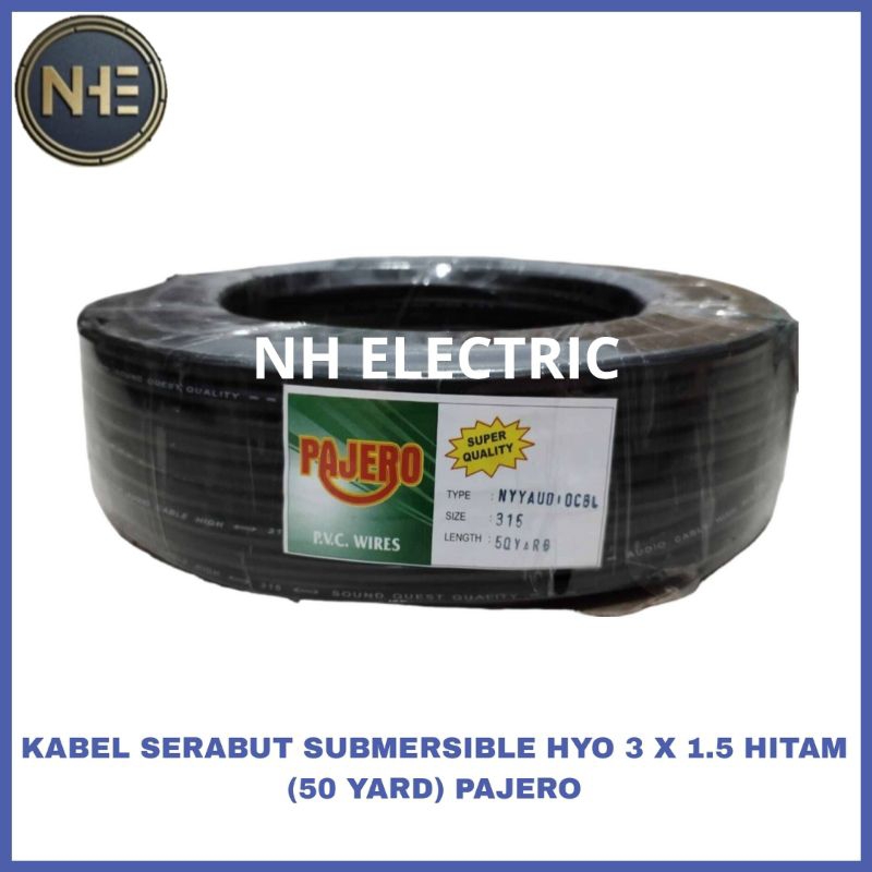 Kabel Hyo 3x1,5mm² Hitam 50 Yard Sintama/Pajero - Kabel Serabut NyyHy 3x1.5mm² 50Y Black Sintama/Paj